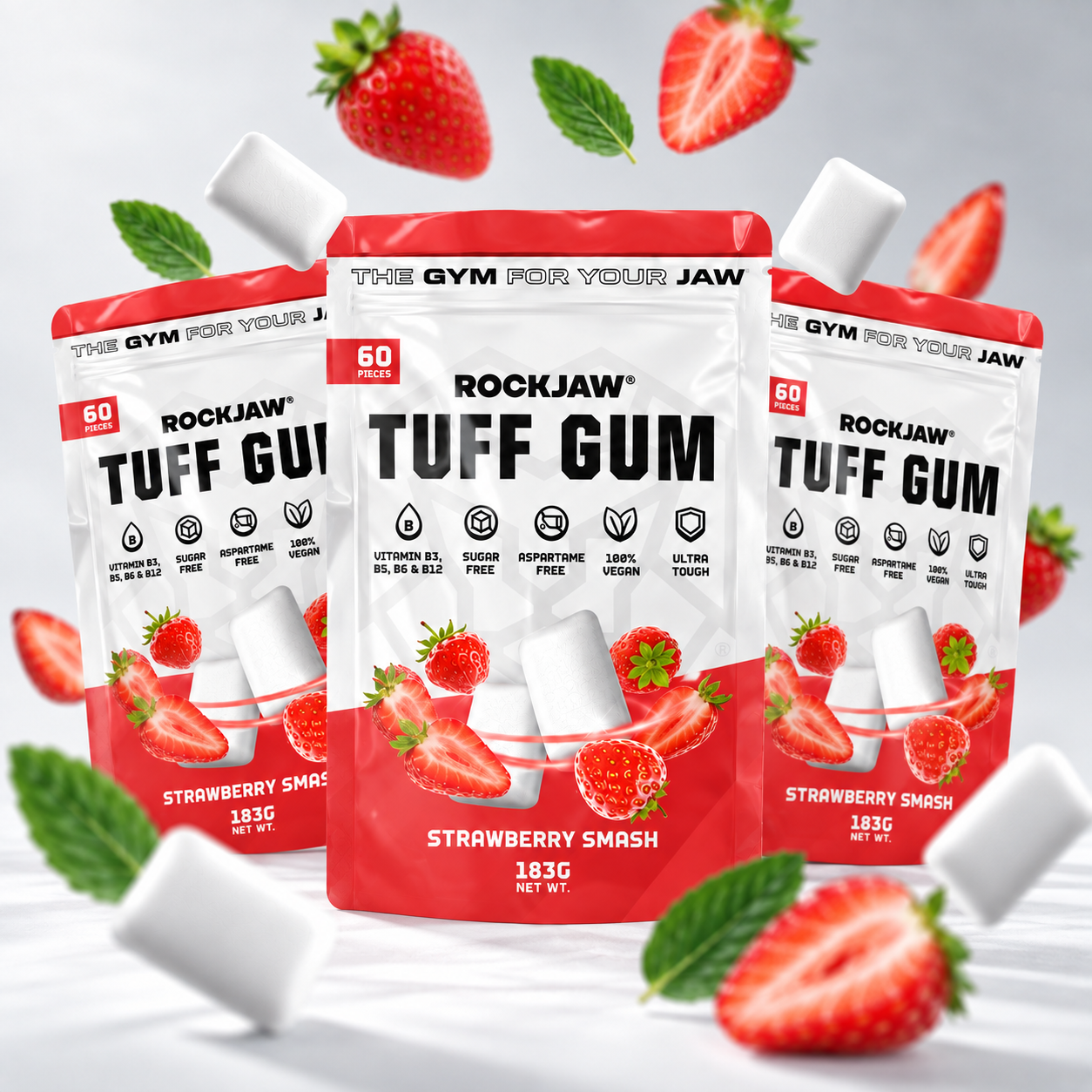 Tuff Gum + B Vitamins | Premium Ultra-Tough Jawline Gum | 60 Pieces